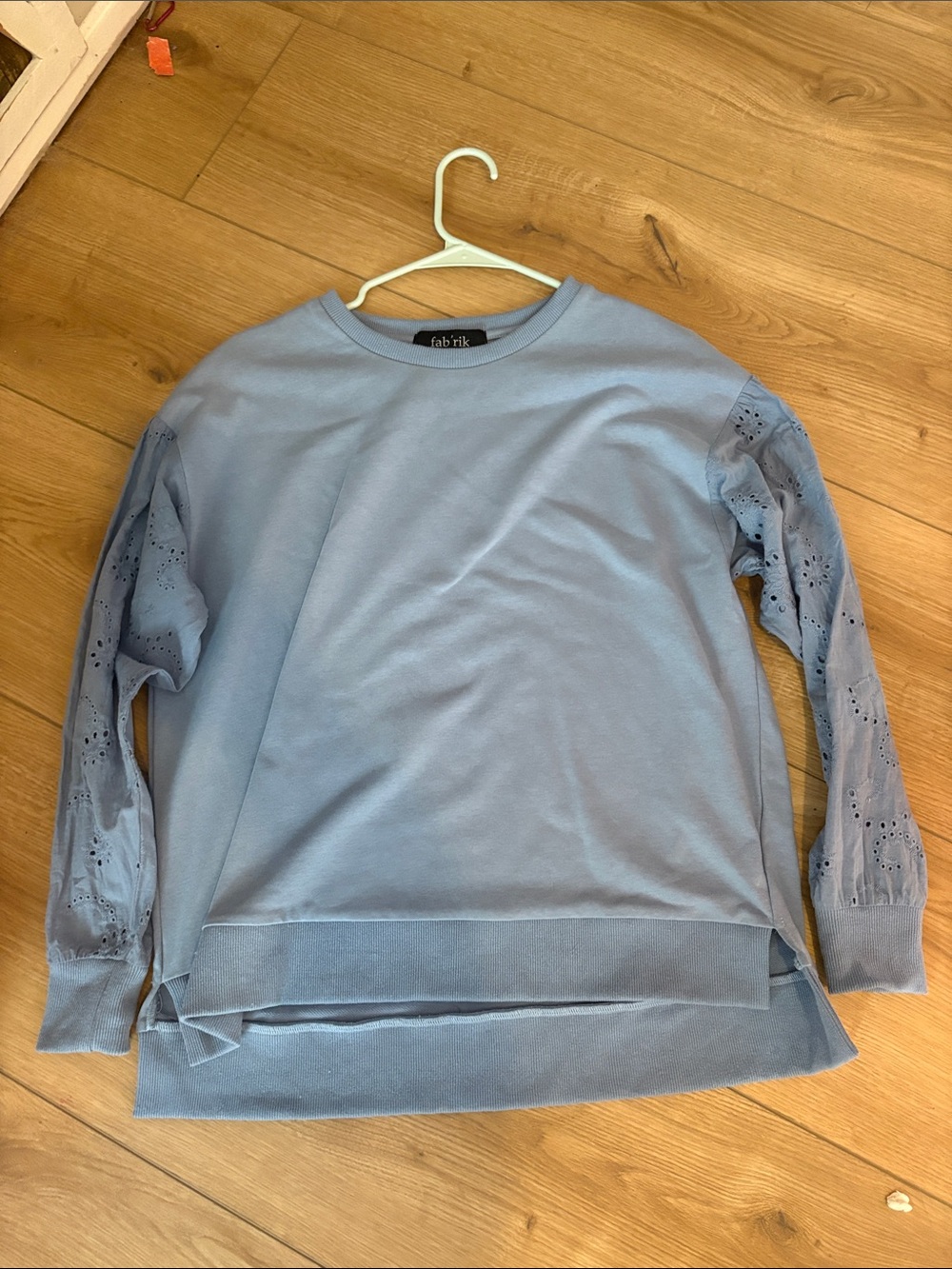 fab'rik Powder Blue Eyelet-Sleeve Pullover size small